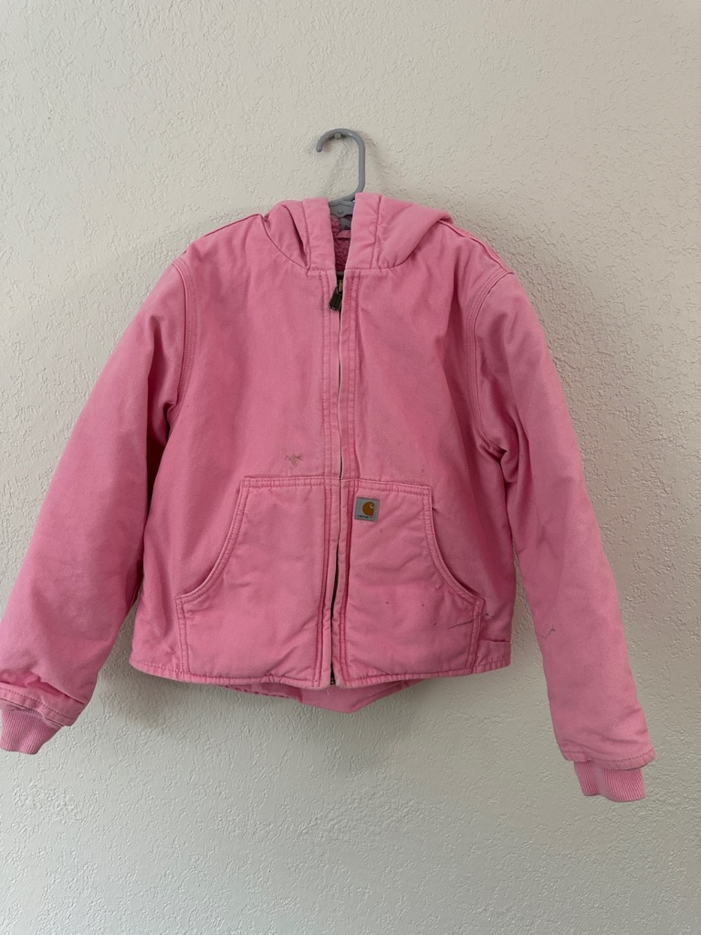 Carhartt Kids Pink Hooded Canvas Puffer Jacket